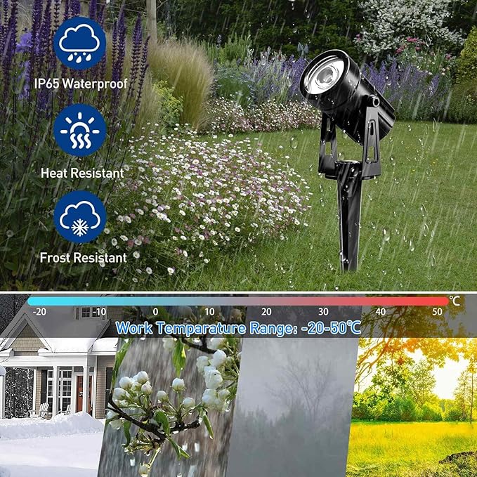 T-SUNUS Solar Spot Lights Outdoor White Christmas 4 Pack IP65 Waterproof Land...