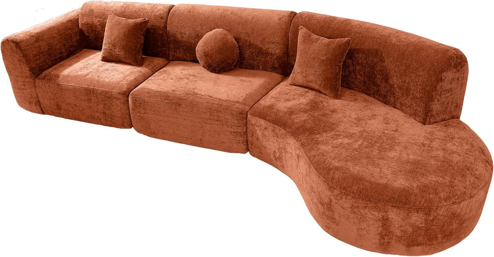Merax 140" Curved Polyester Sectional Sofa Set, 7 Seat Modern Cloud Couc...