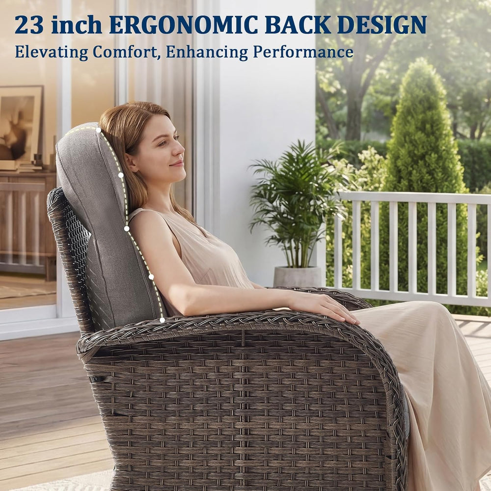 Outdoor Swivel Rocking Chair Patio Set (8pcs) High-Back - Thick Cushion Swive...