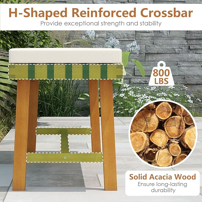 Tangkula 3 Piece Patio Dining Set for 4 People, 63” Outdoor Acacia Wood Recta...