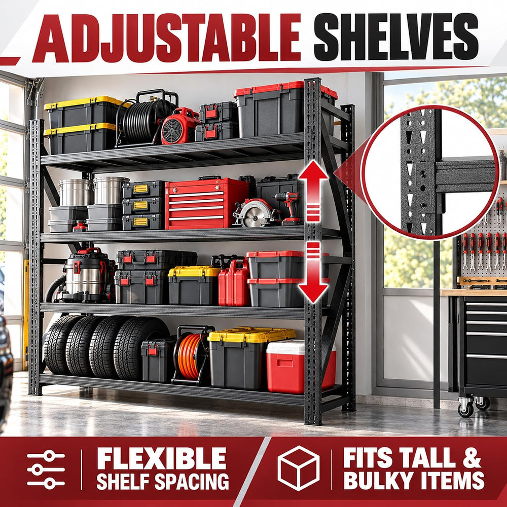 SAWJEC 6000LBS Storage Shelves, 71" W Garage Shelving Heavy Duty Metal A...