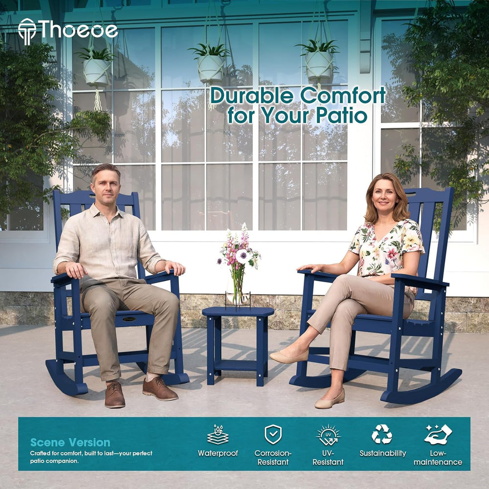 THOEOE Outdoor Rocking Chairs Set of 2, Oversized HDPE Patio Rockers