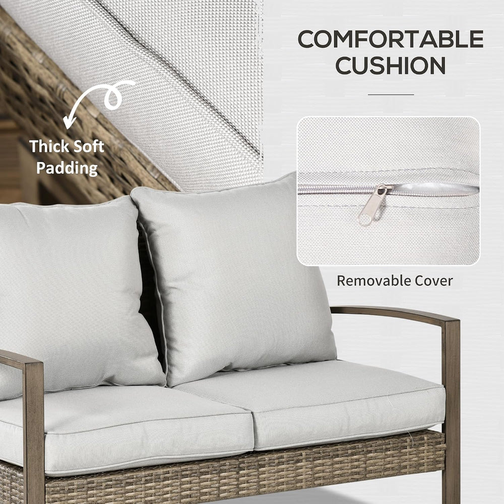 Outsunny 4 Piece Wicker Patio Furniture Set with 2 Rocking Chairs, Loveseat S...