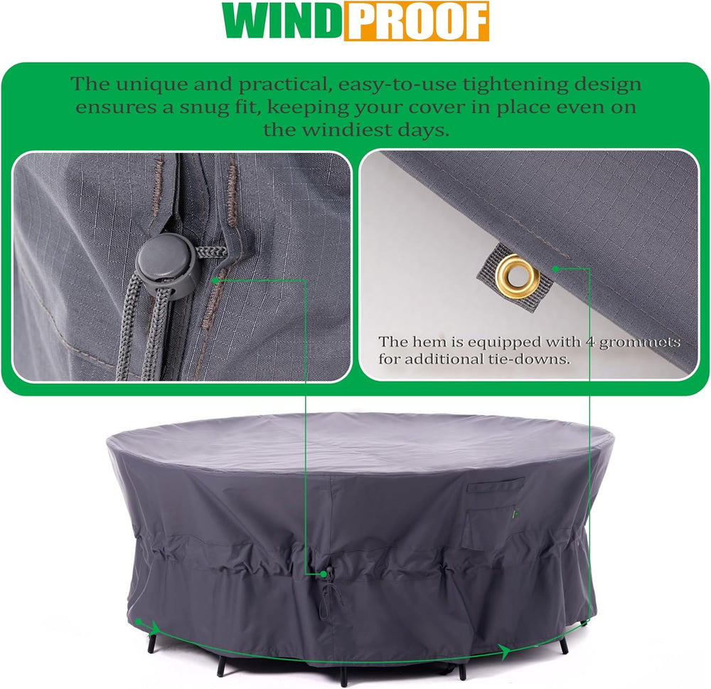 F&J Outdoors Round Patio/Outdoor Furniture Covers, Grey, 84"Dia x 31...