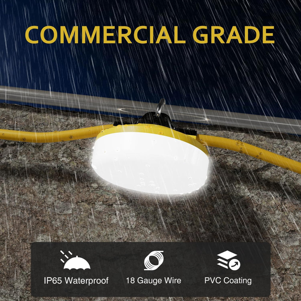 LED Construction String Lights 100FT, 10000 LM, 5000K Daylight LED String Wor...