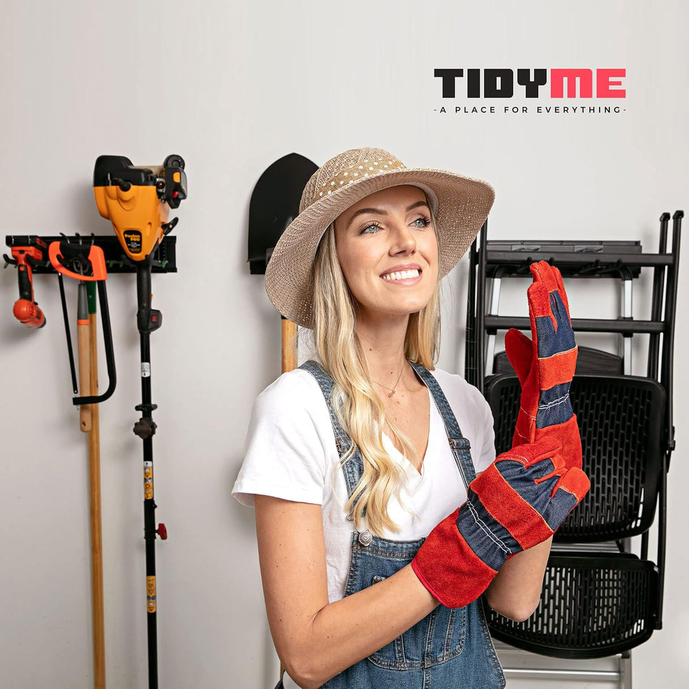Garage Tool Organizer Wall Mount, 96", 6 Racks 12 Hooks, 600 lbs