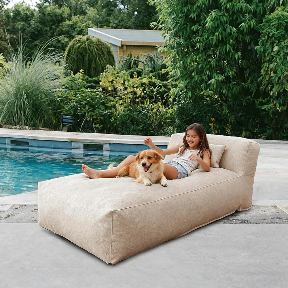 Outdoor Bean Bag Lounger, Waterproof Chaise Lounge Foam Filled Patio Daybed