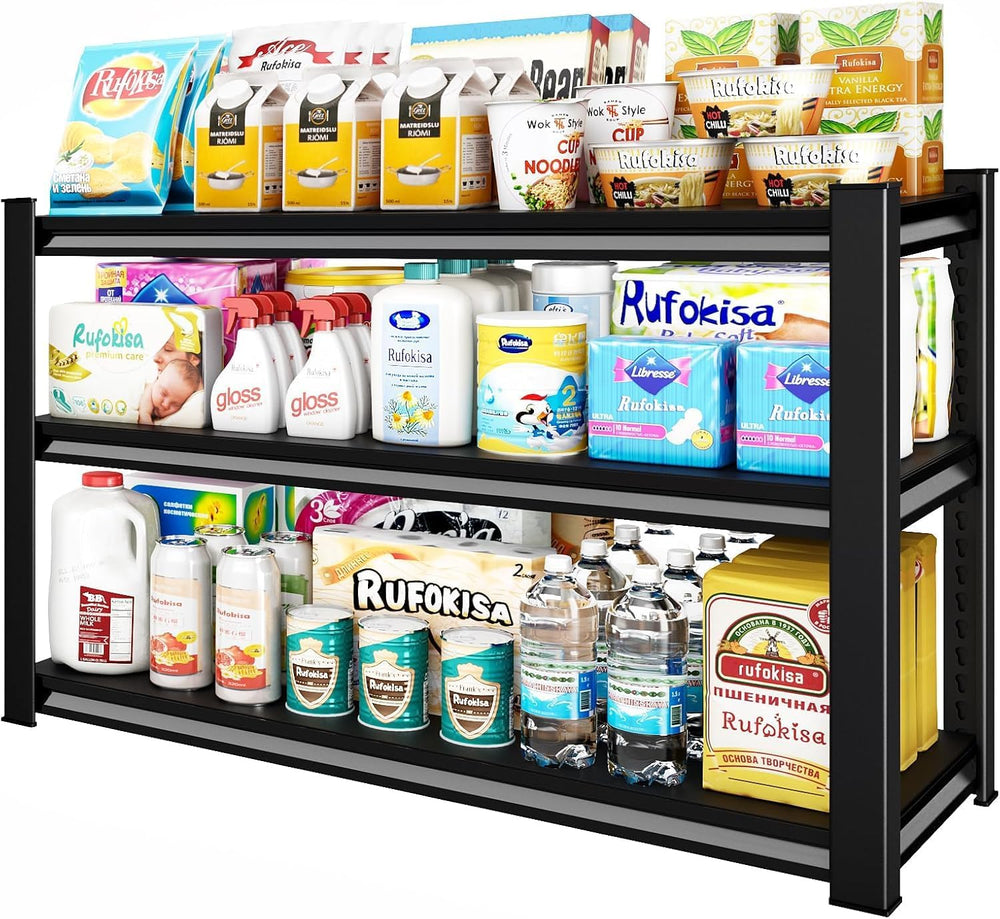 3-Tier Garage Shelving Heavy Duty，48" W Metal Shelving Unit for Garage, ...