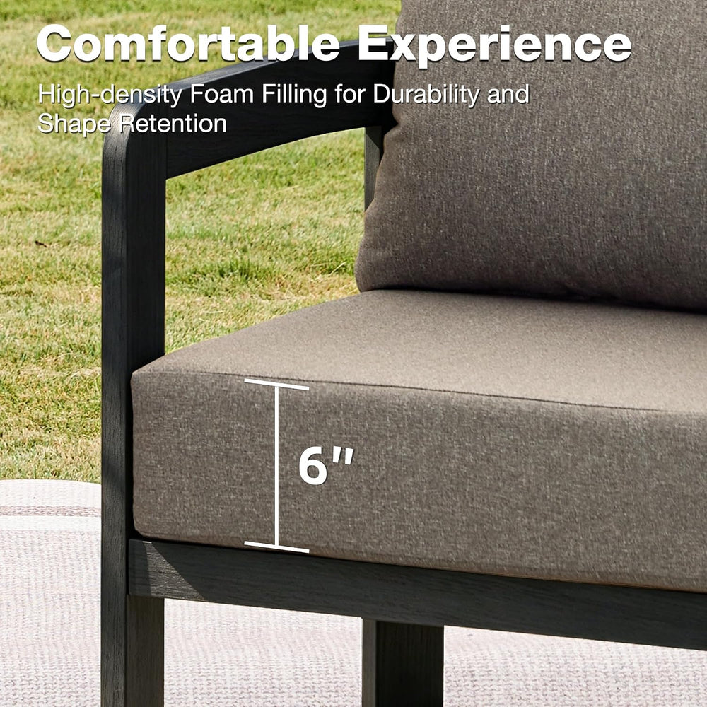 Outdoor Patio Chairs Set of 2 with 6 Inch Cushions,Coffee
