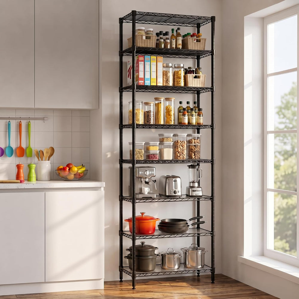 Finnhomy 8-Tier Wire Shelving Unit Adjustable Steel Wire Rack Shelving 8 Shel...