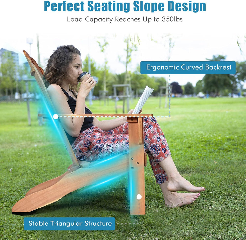 Tangkula Adirondack Chair, Acacia Wood Adirondack Lounger Chair, Outdoor Armc...