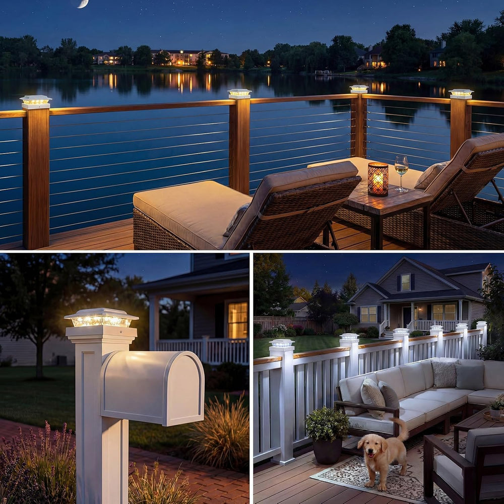 kolpop Solar Post Cap Lights Outdoor 10 Pack, 3 Color Temps&2 Brightness