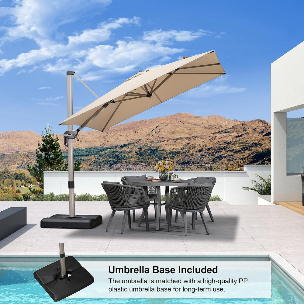 PURPLE LEAF Patio Umbrella with Base 8' x 8' Excellent UV Protection ...