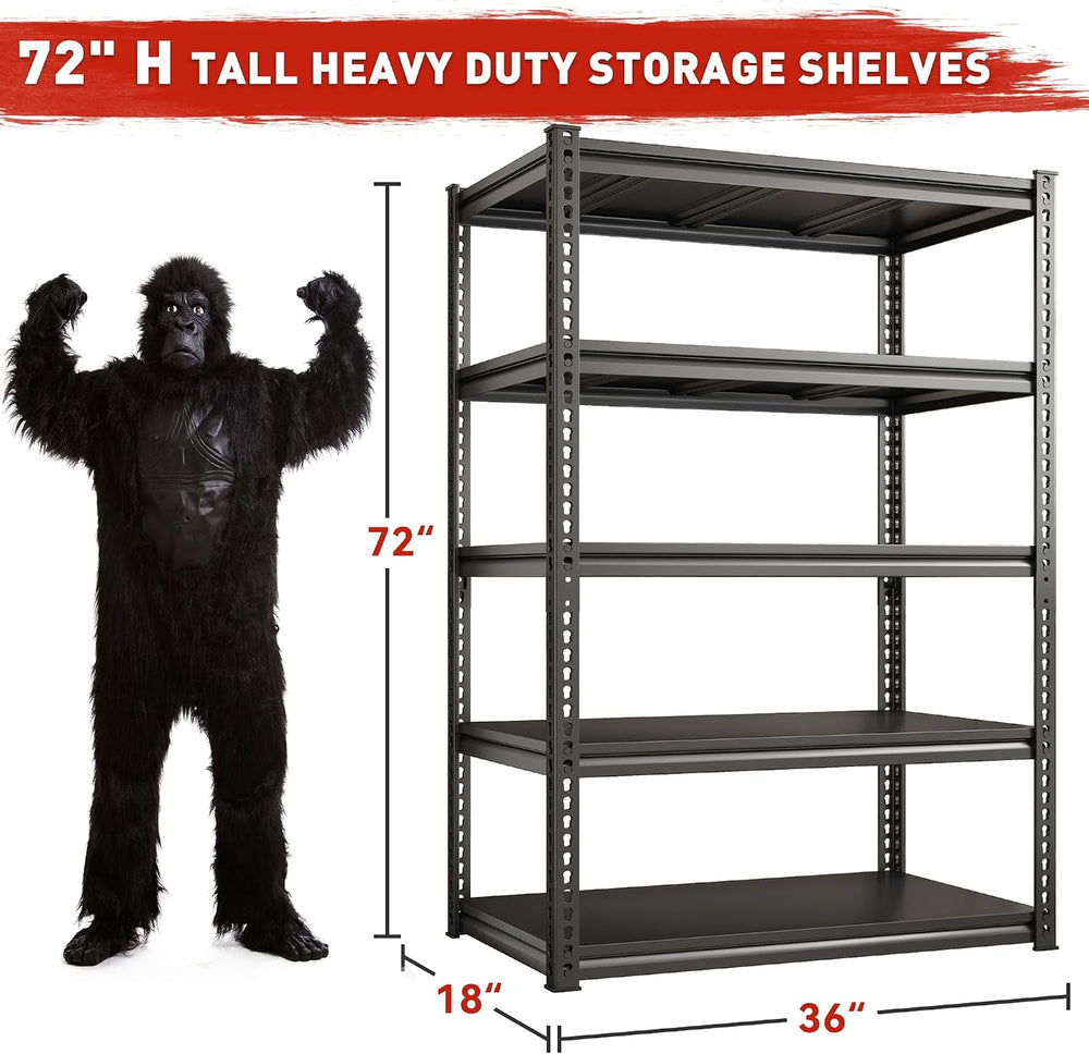 REIBII 72"H Garage Shelving Load 2500Lbs for Homeowners and Commercial Use