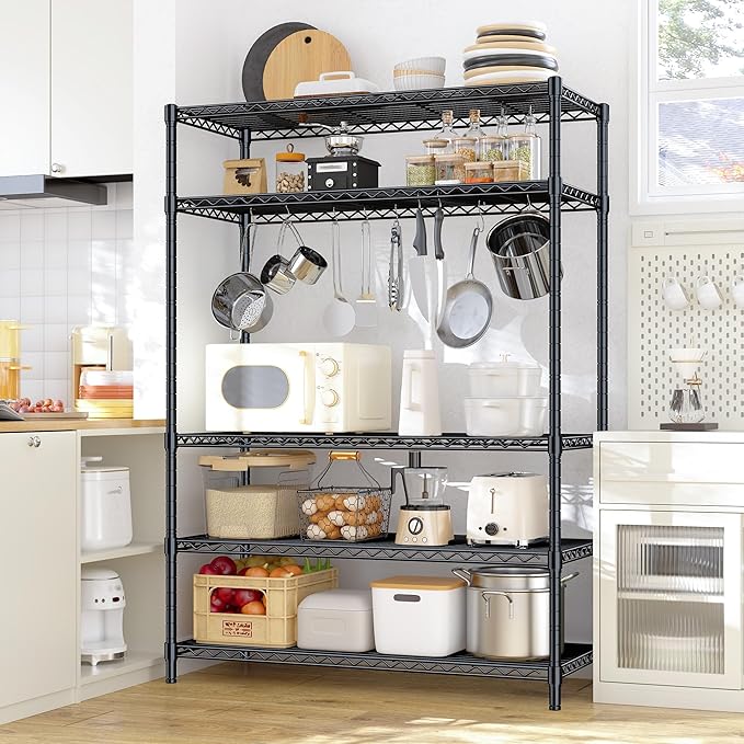 5 Tier Storage Shelves 71"H Wire Shelving Adjustable Metal Shelving,1000...