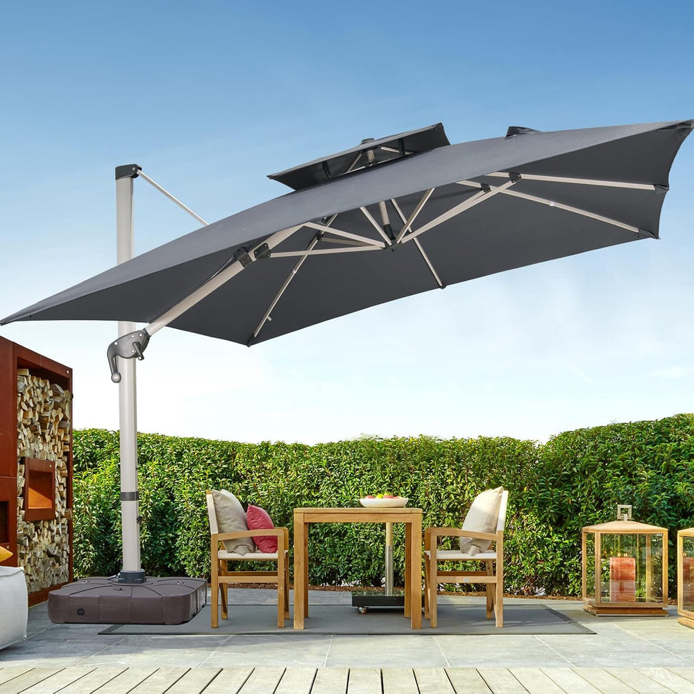 Cantilever Patio Umbrella with Cross Base and Cover Included - 360° Rotation ...