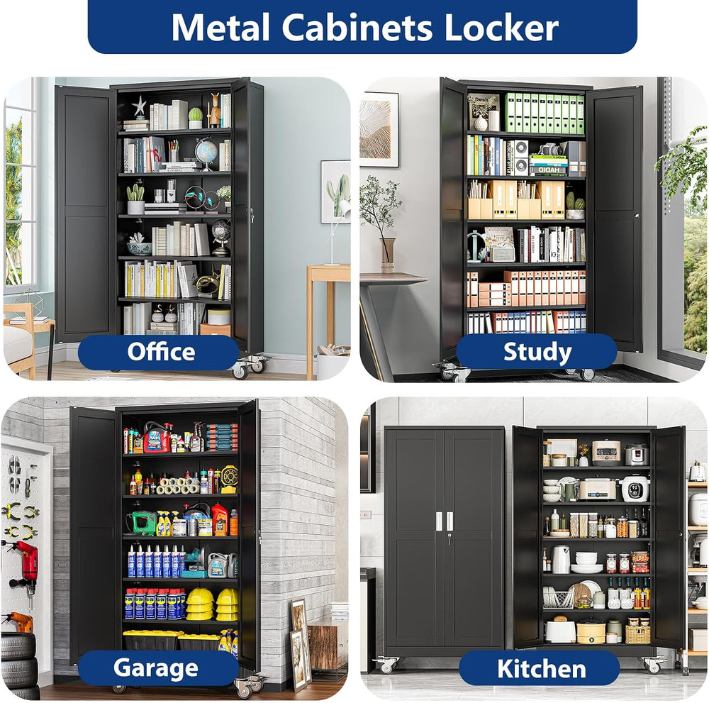 Metal Large Garage Storage Cabinet with Locking Doors and Adjustable Shelves,...