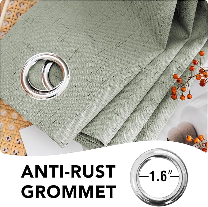 H.VERSAILTEX Linen Blackout Curtains 45 Inches Long 100% Absolutely Blackout ...