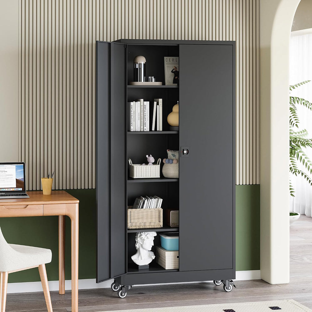 Metal Garage Storage Cabinet with Wheels,75" H Locking Tool Cabinet with...