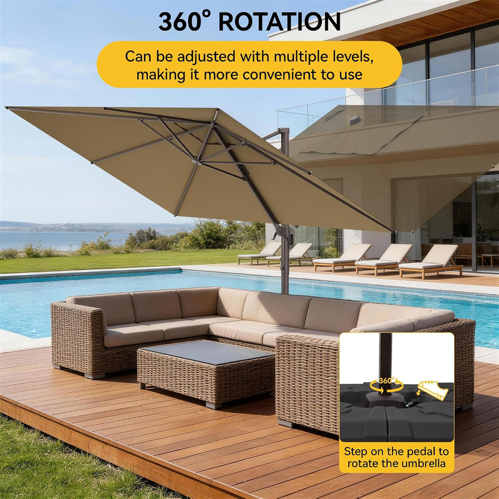 9x12 FT Cantilever Patio Umbrella, Large Rectangular Offset Outdoor Umbrella ...