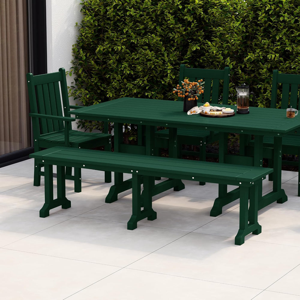 WestinTrends Malibu 65" Outdoor Dining Bench, All Weather Resistant Poly...