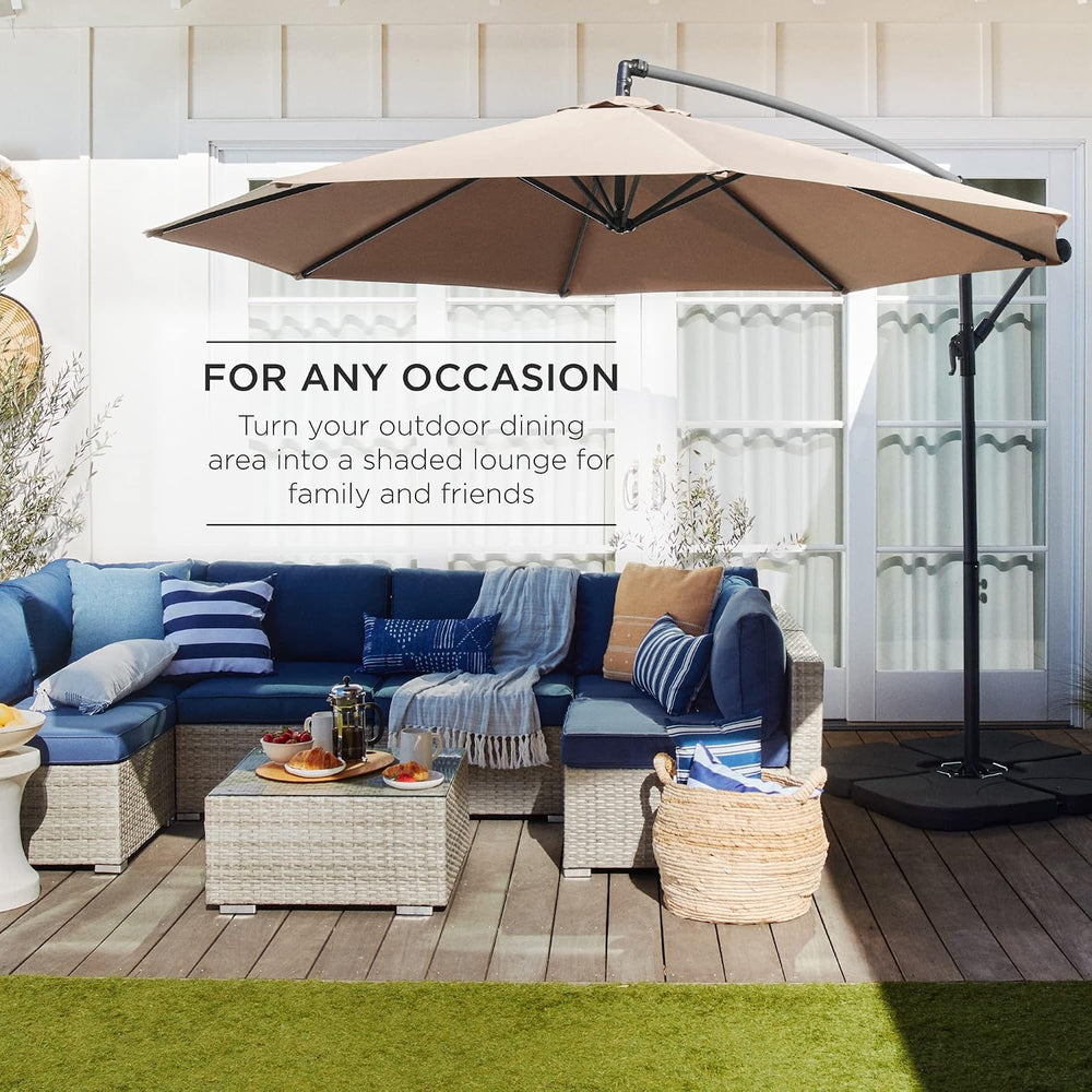 Best Choice Products 10ft Offset Cantilever Hanging Market Patio Umbrella, 8 ...
