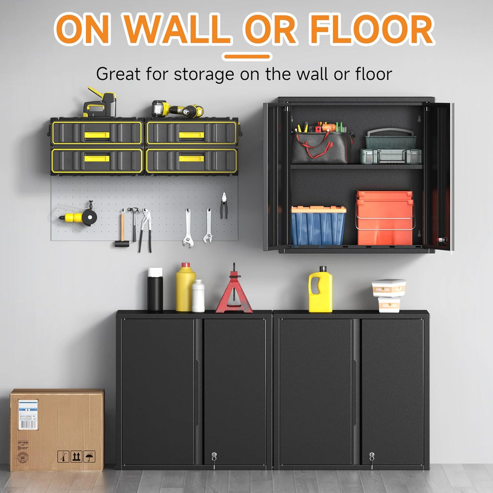 Metal Garage Wall Cabinet with 2 Doors and 1 Adjustable Shelf,Lockable Floati...