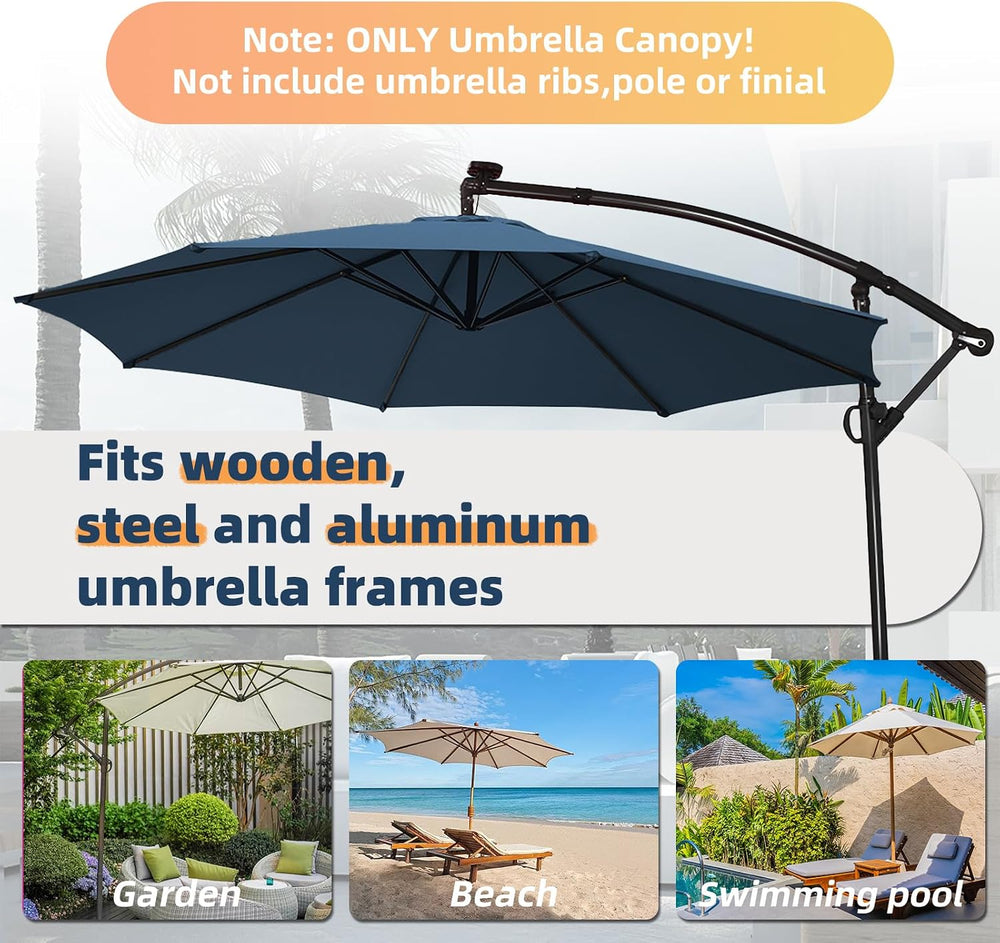 10ft Patio Umbrella Replacement Canopy for 8 ribs, Fits Hanging Offset Cantil...