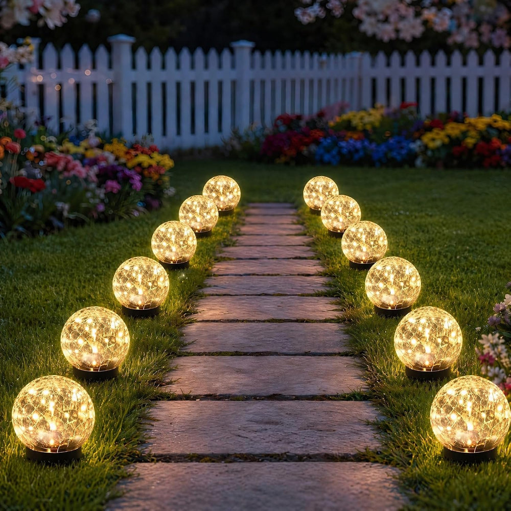 SyouHome 12 Pack 3.9" Solar Garden Lights Outdoor Waterproof, Warm White