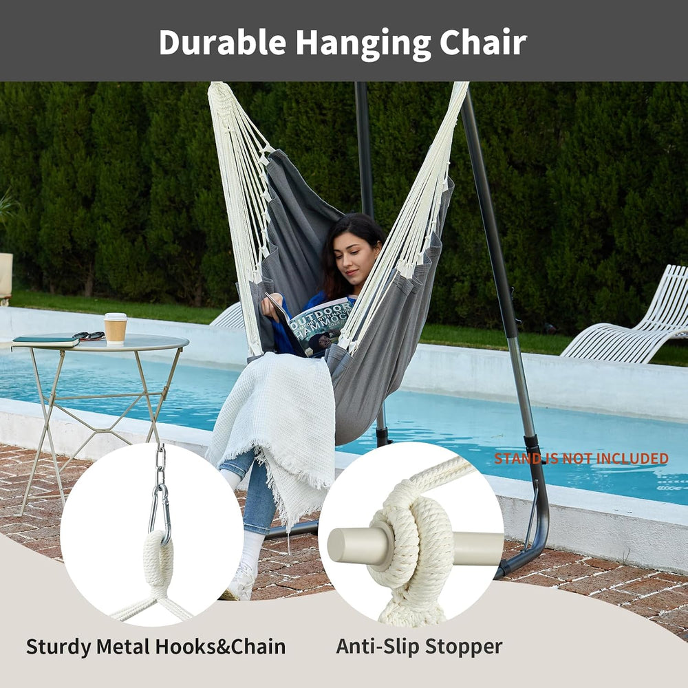 XL Hammock Chair with Footrest, Steel Spreader Bar, 500 lb Capacity
