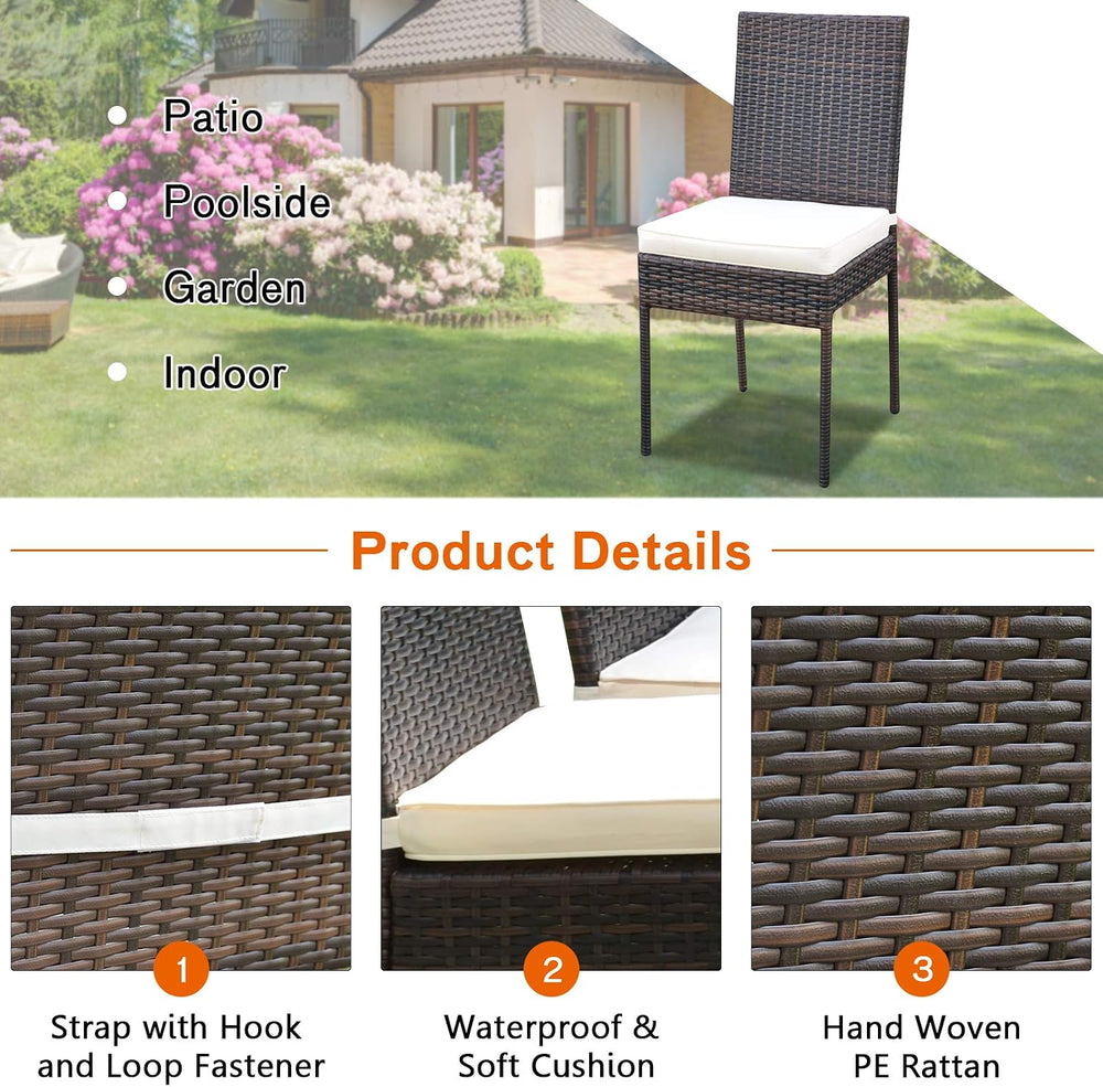 Tangkula 5 Piece Patio Wicker Dining Set, Outdoor Rattan Table and Chairs wit...