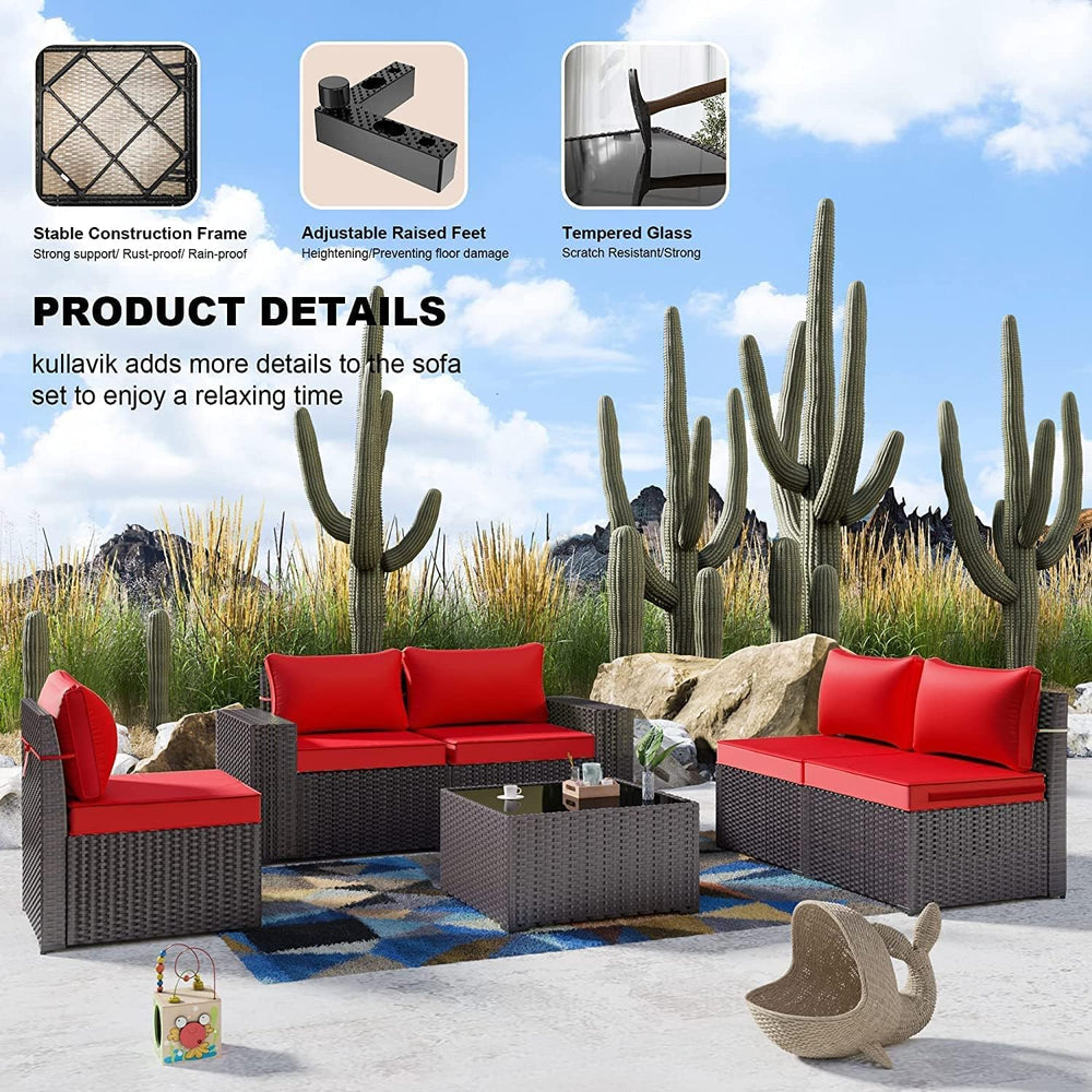 Kullavik 12 Piece Patio Furniture Set, Outdoor Wicker Sectional Sofa