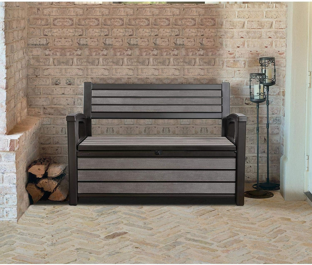Keter Hudson 60 Gallon Capacity Plastic Resin Weather Resistant Outdoor Home ...