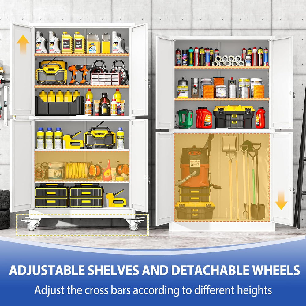 Metal Garage Storage Cabinet with Locking Doors and Adjustable Shelf