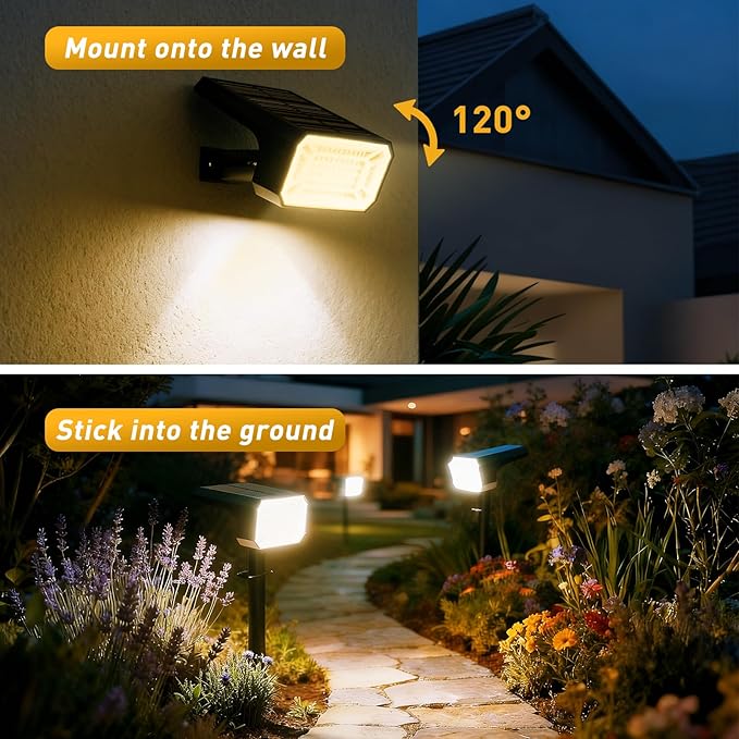 Solar Spot Lights Outdoor Waterproof IP65, [8 Pack/100 LED/4 Modes] Solar Lan...