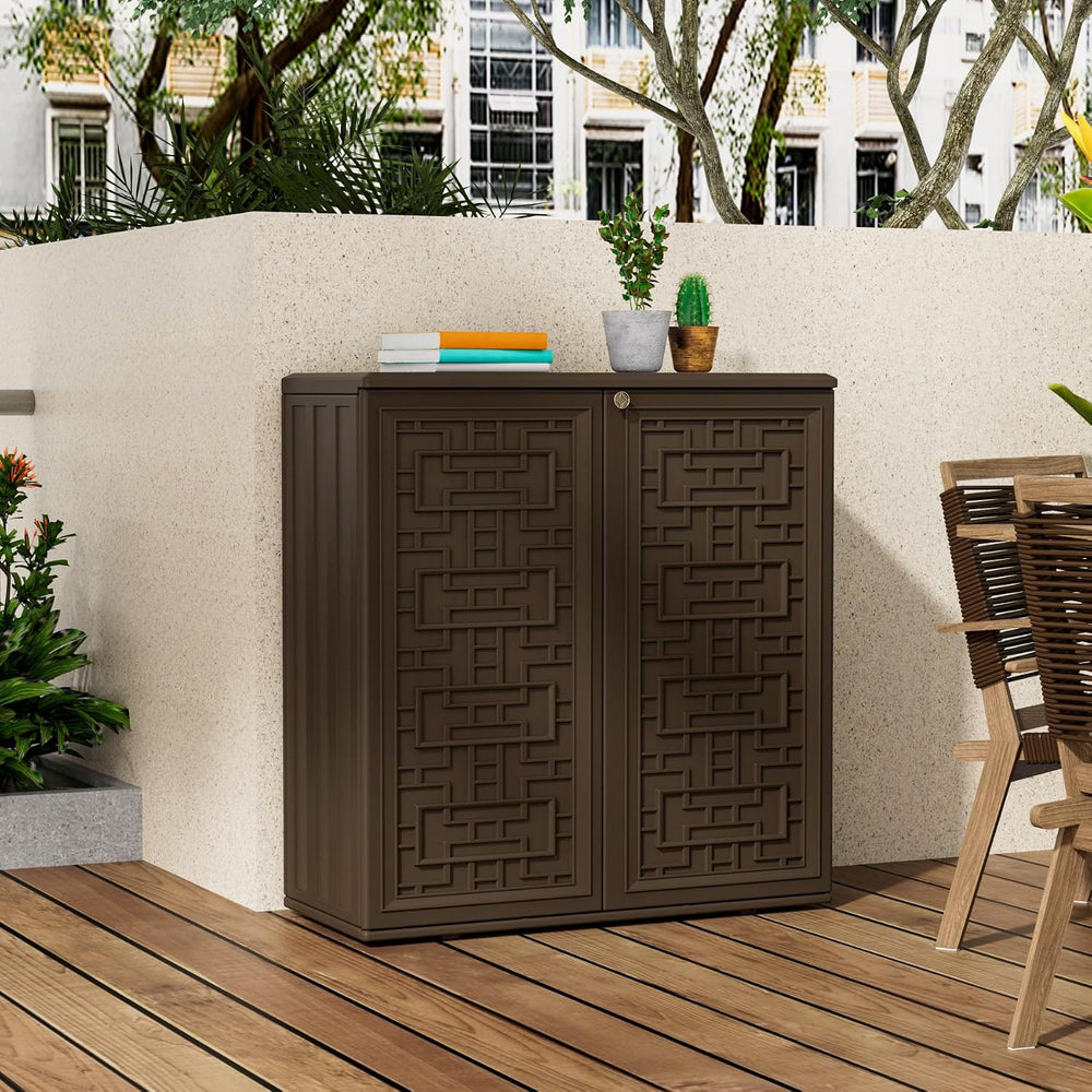 Mrosaa Storage Box Outdoor Caninet,Resin Indoor Storage Box Waterproof Outdoo...