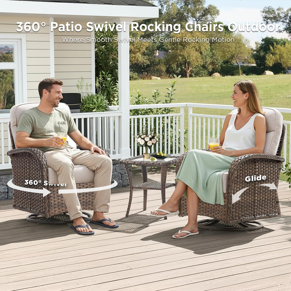 8 Pieces Luxury Patio Furniture Set with 42.5" Fire Pit Table, 6-Inch Th...