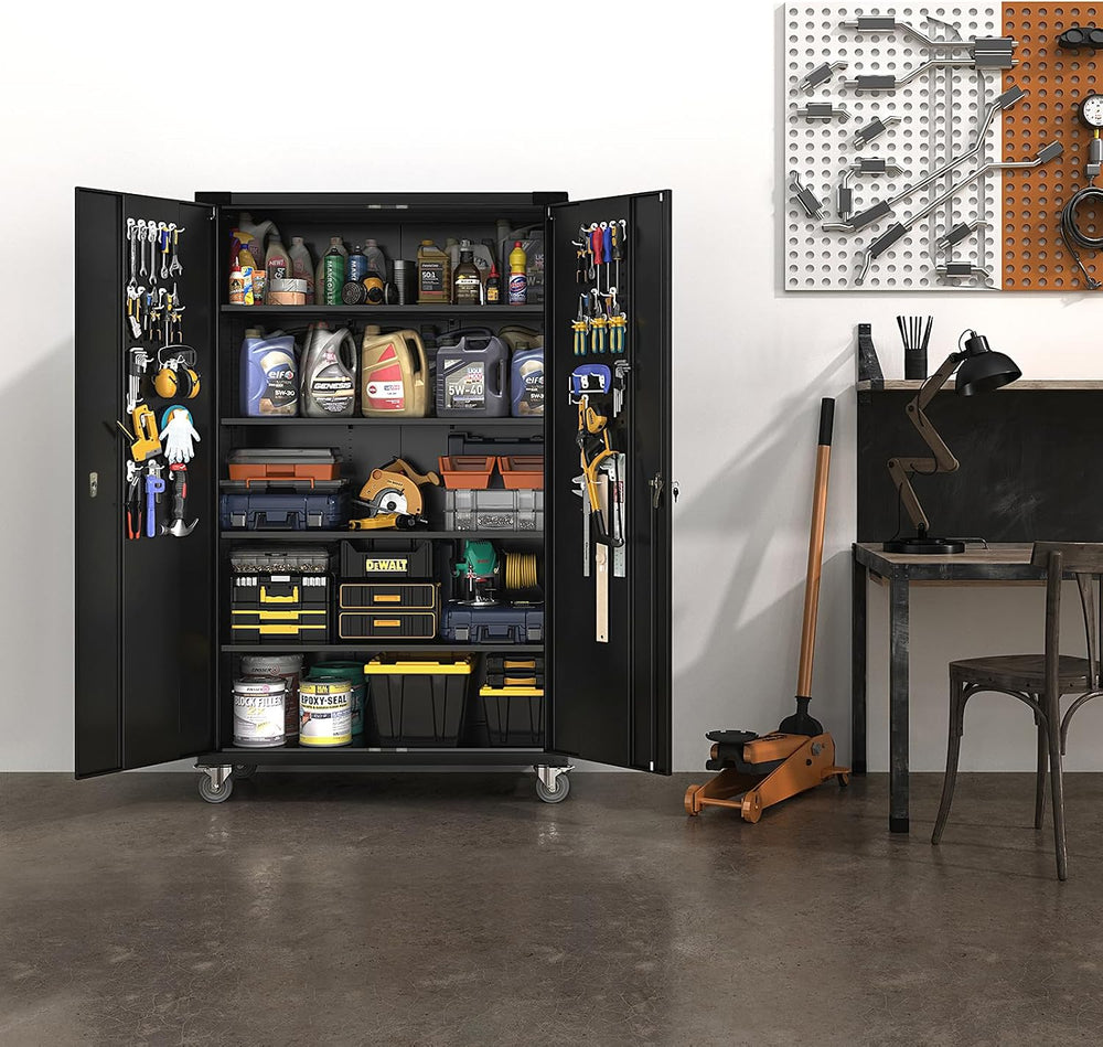 VINGLI Upgraded Wide & Deep Garage Storage Cabinet, Metal Storage Cabinet...