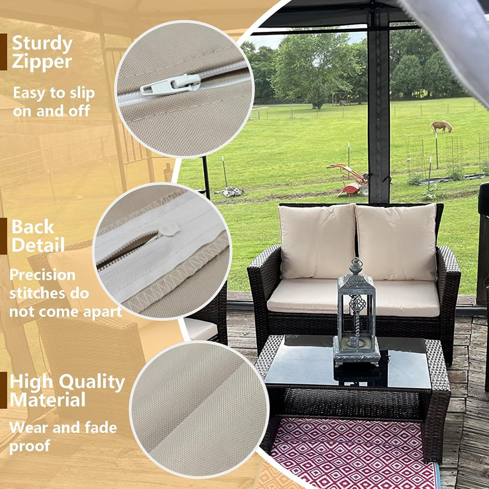 Oslimea Patio Cushion Covers Replacement Set of 4, 24 x 24 x 4 Inch, Tan