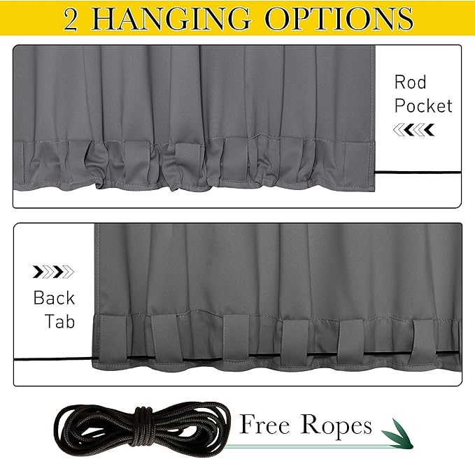 NICETOWN 2 Panels Outdoor Curtains Waterproof Extra Long 108" for Patio,...