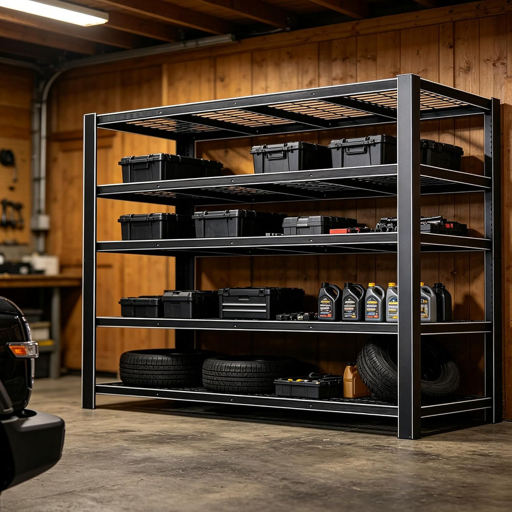 62"W Metal Storage Shelves,3000LBS Heavy Duty Garage Shelving Units, 5 Tier