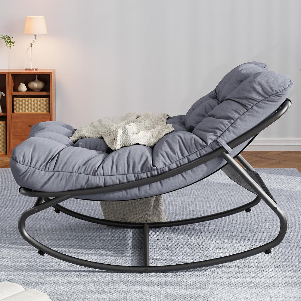 Garvee Outdoor Rocking Chair, Metal Frame Patio Papasan Rocker, Adjustable Sw...