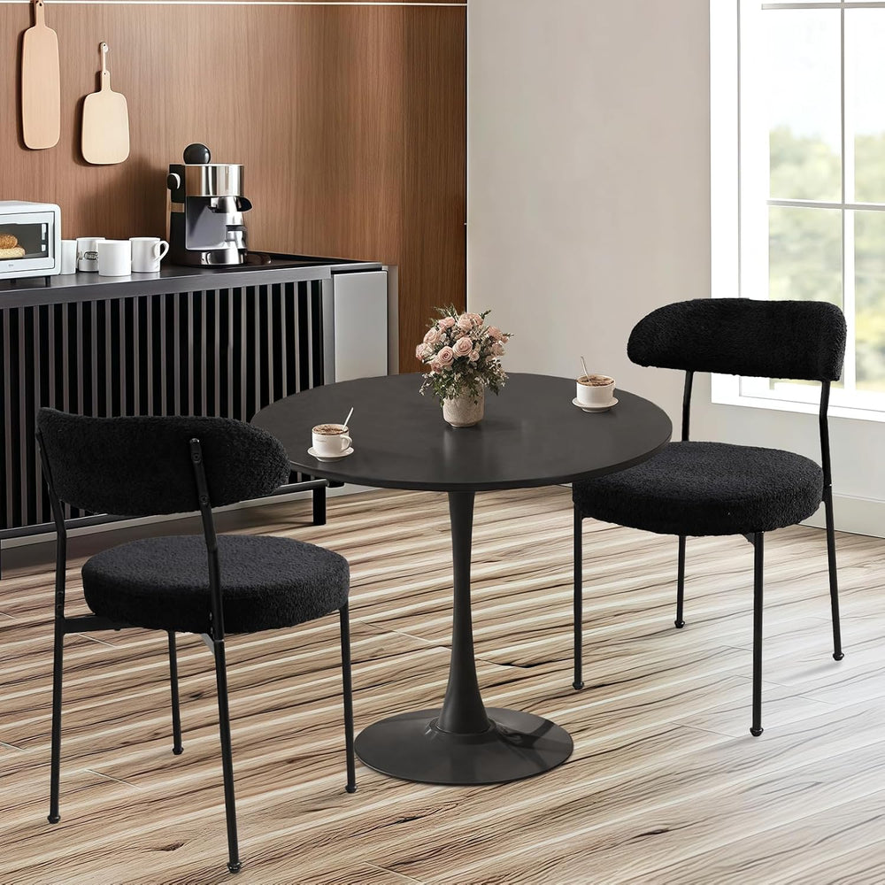 24" Small Round Kitchen Table Set for 2 with Velvet Upholstered Chairs