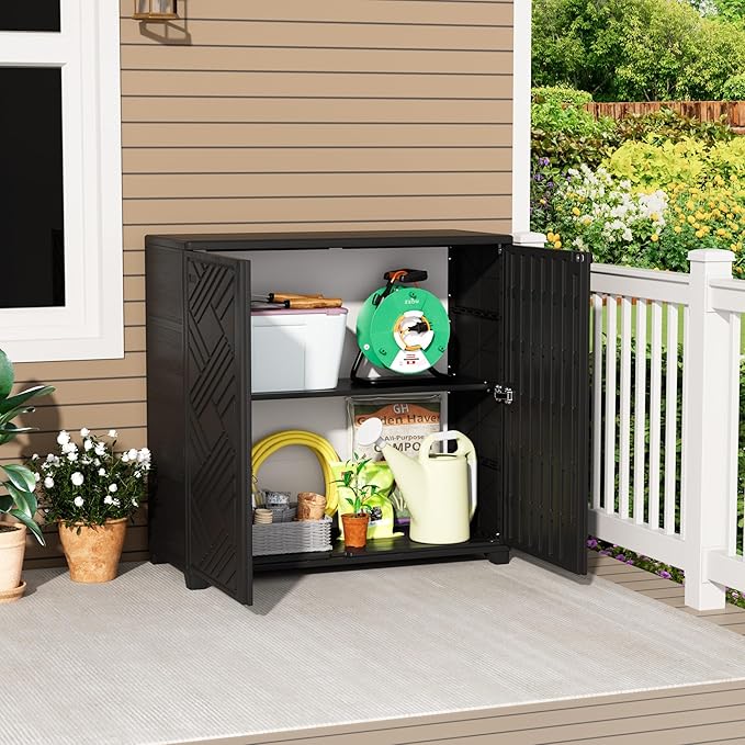 Storage Box Outdoor Caninet,Resin Indoor Storage Box Waterproof Outdoor Stora...