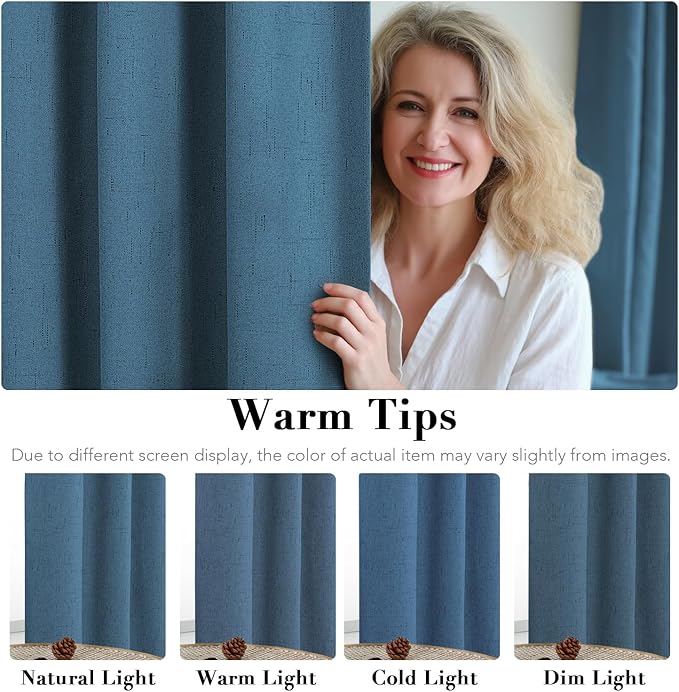 H.VERSAILTEX 100% Blackout Curtains for Bedroom Thermal Insulated Linen Textu...