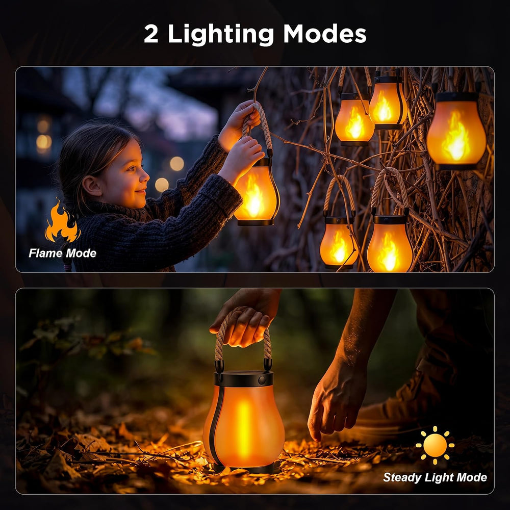 Solar Lanterns Outdoor Waterproof,2 Pack Flickering Flame Hanging Lanterns