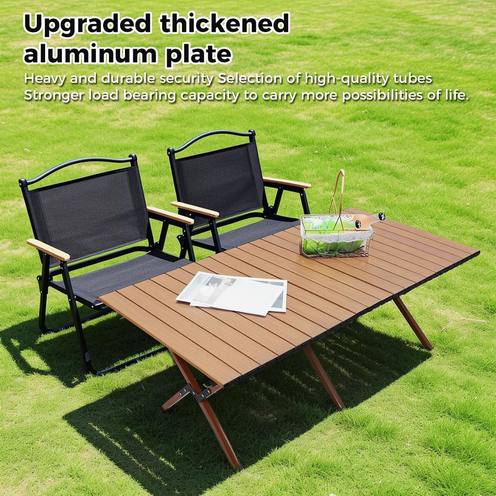 Camping Table High Load Bearing Metal Folding Portable Picnic Table for Outdo...