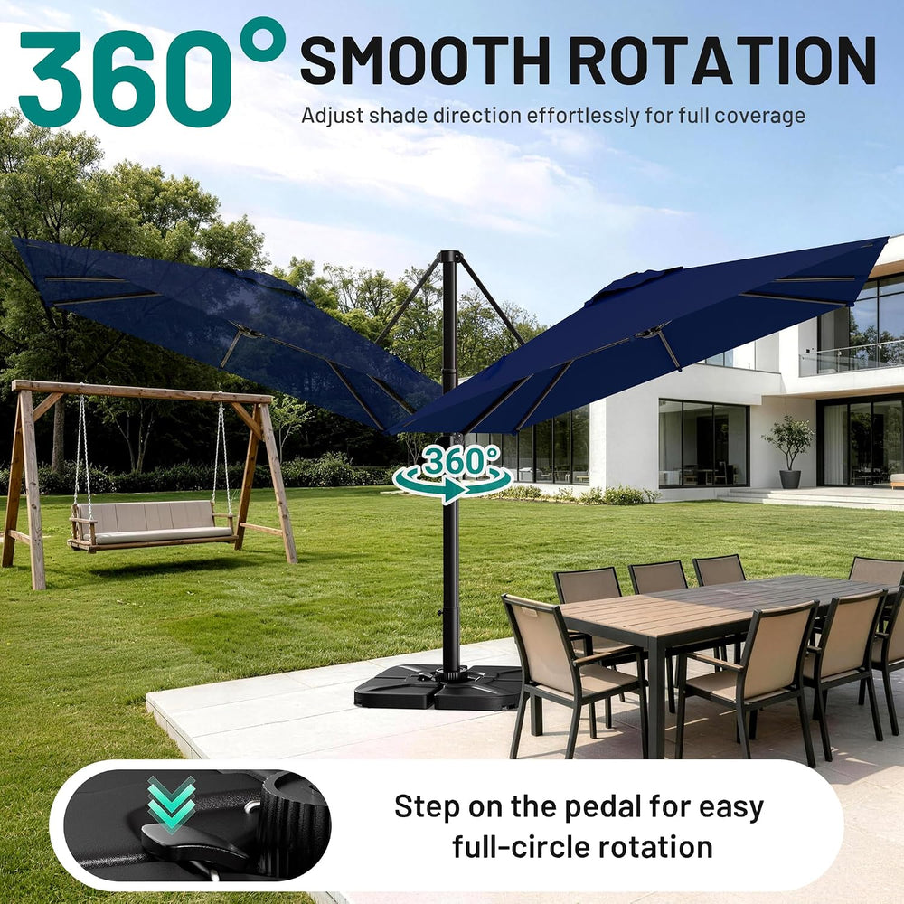 AreShark 10 X 13 FT Cantilever Umbrella w/ 360-Degree Rotation, Navy