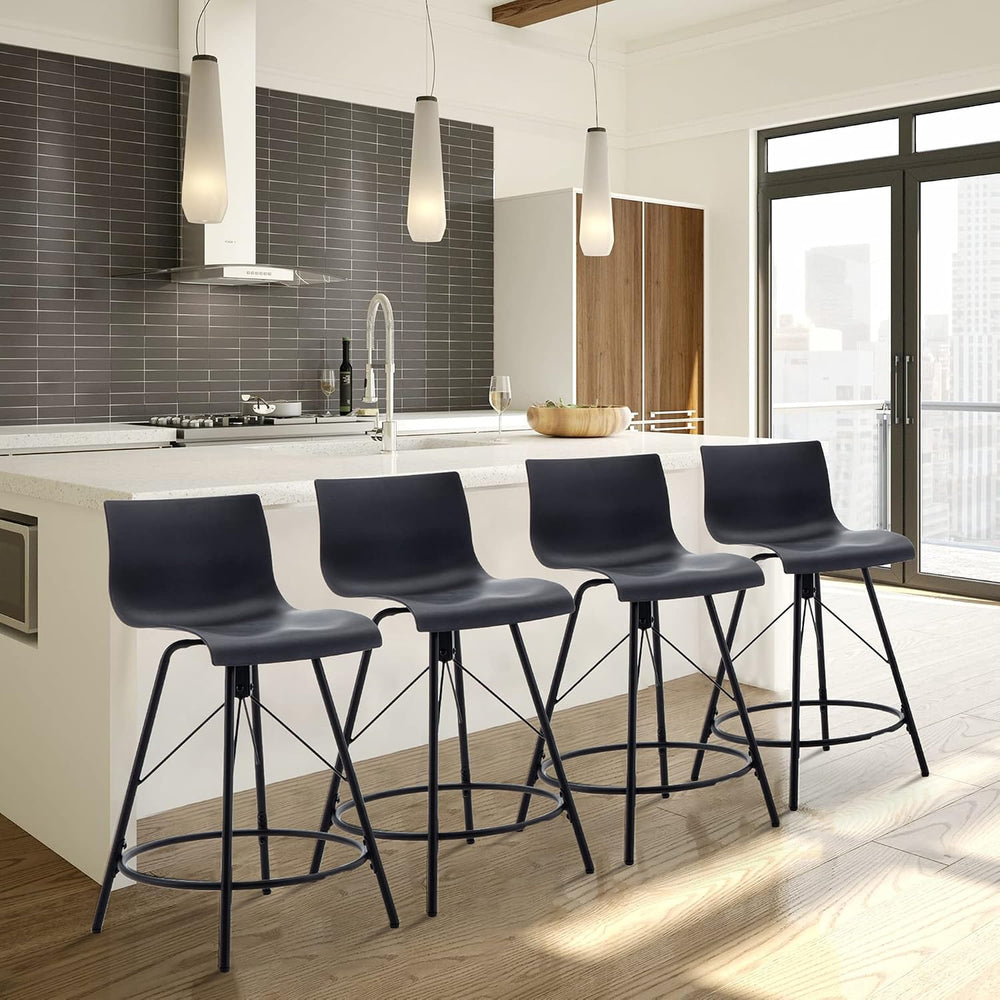 Haobo Metal Bar Stools, Counter Stools Chairs Plastic Seat Swivel Stools Set ...