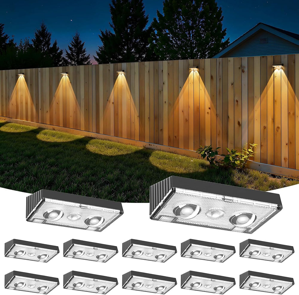 NIORSUN Solar Fence Lights,12 Pack Deck Light,Led Lights Warm White Outdoor W...